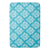 White & Blue Floral Damasks Pattern Badematte (Vorderseite Vertikal)