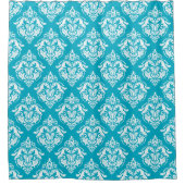 White & Blue Floral Damasks Pattern Duschvorhang (Vorderseite)