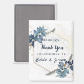 White Blue Floral Frame Thank You Wedding Favors M Magnet (Vorderseite/Rückseite)