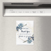 White Blue Floral Frame Thank You Wedding Favors M Magnet (In Situ (Geschirrspüler))