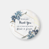 White Blue Floral Frame Vielen Dank Gastgeschenke Magnet (Vorne)