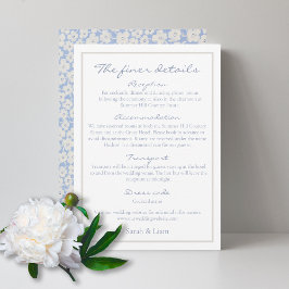 White Blue Floral Hochzeitskarte Feiertagskarte