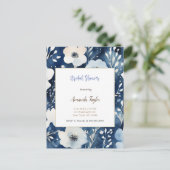White Blue Flowers Minimale Brautparty Card Postkarte (Stehend Vorderseite)