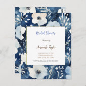 White Blue Flowers Minimale Brautparty Card Postkarte (Vorne/Hinten)