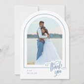 White Blue Foto Hochzeit Dankeschön Card Einladung (Vorderseite)