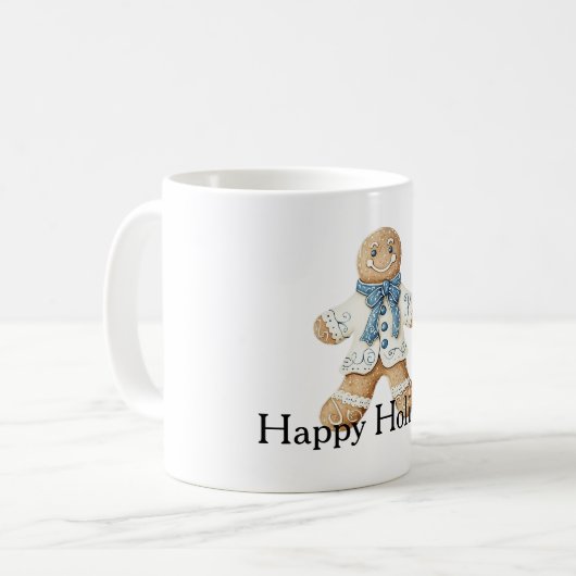 White Blue Gingerbread Man Cookie Christmas  Kaffeetasse (Vorderseite Links)