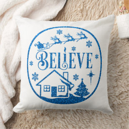 White & Blue Glitzer Glauben Weihnachten Dekorativ Kissen