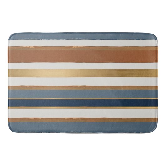 White blue gold and copper horizontal stripes badematte (Vorderseite)