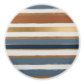 White blue gold and copper horizontal stripes keramikknauf (Vorderseite)