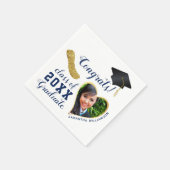 White Blue Gold Class 2025 Graduate Abschluss Serviette (Ecke)