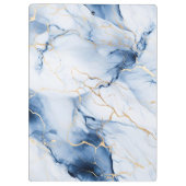 White Blue Gold Marble Monogram Initial Clipboard Klemmbrett (Rückseite)