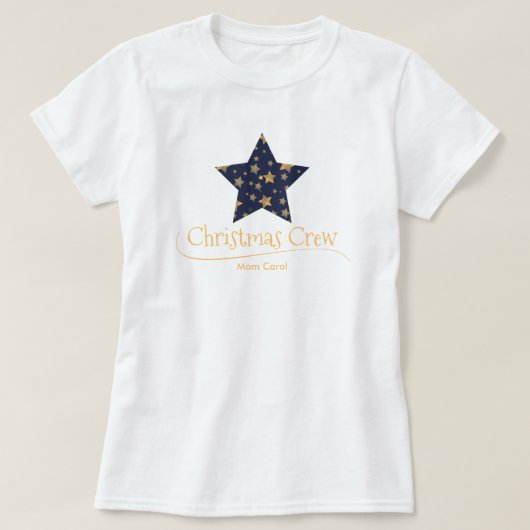 White Blue Gold Star Mama Custom Matching Weihnach T-Shirt (Design vorne)