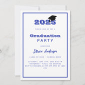 White Blue Graduation Party 2025 Einladung (Vorderseite)