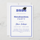 White Blue Graduation Party 2025 Einladung (Vorderseite)