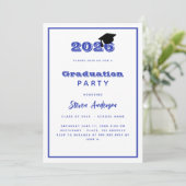 White Blue Graduation Party 2025 Einladung (Stehend Vorderseite)