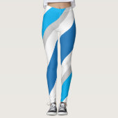 White Blue Graue Streifen Leggings (Vorderseite)