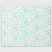 White Blue Green Illustration Weihnachtsmuster Geschenkpapier (Flach)