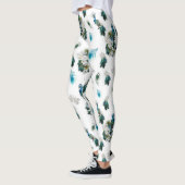 White & Blue Green Royal-Peacocks Fantasy Leggings (Links)