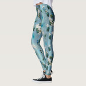 White & Blue Green Royal-Peacocks Fantasy Leggings (Links)
