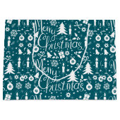 White Blue Green Weihnachts-Thema Muster Große Geschenktüte (Vorderseite)