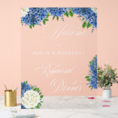 White Blue Hydrangeas Hochzeitsessen Probe Acrylschild (Hochzeit)