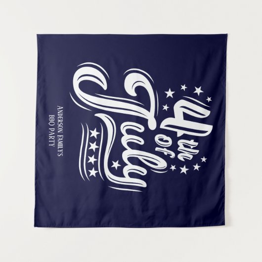 White &Blue independence Day BBQ Party Wandteppich (Vorderseite (Horizontal))