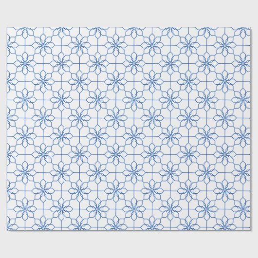 White Blue Islamic Geometric Muster Geschenkpapier (Flach)