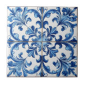 White Blue Italia Tile Pattern Fliese (Vorderseite)