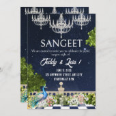 White & Blue Minimal Sangeet Hochzeit Einladung (Vorne/Hinten)