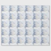 White Blue Mit Augen Husky Geschenkpapier (Flach)