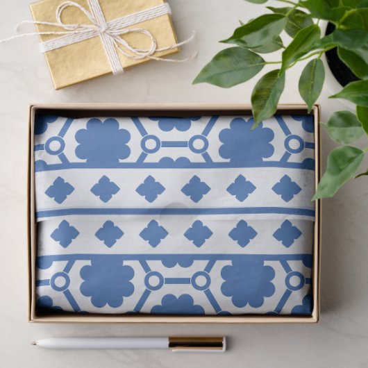 White Blue Modern Bone Inlay Decoupage Paper Seidenpapier (Geschenk)