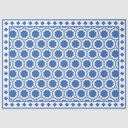 White Blue Modern Bone Inlay Decoupage Paper Seidenpapier (Vorderseite)