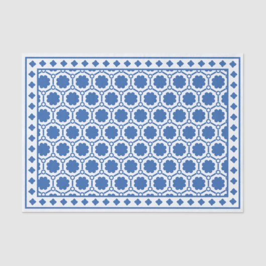 White Blue Modern Bone Inlay Decoupage Paper Seidenpapier (Vorderseite)