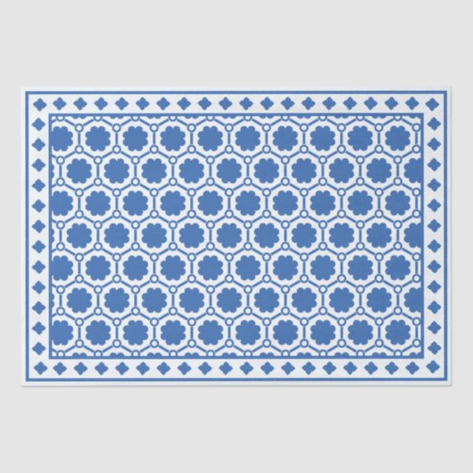 White Blue Modern Bone Inlay Decoupage Paper Seidenpapier (Vorderseite)