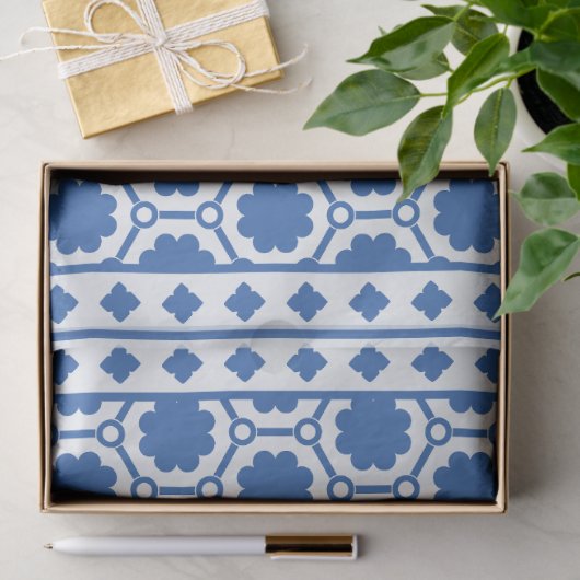 White Blue Modern Bone Inlay Decoupage Paper Seidenpapier (Geschenk)