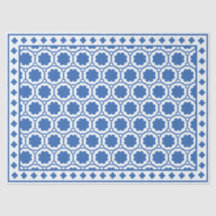 White Blue Modern Bone Inlay Decoupage Paper