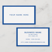 White Blue Modern Minimal Business Card Visitenkarte (Vorne/Hinten)