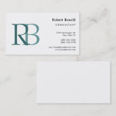 White Blue Modern Monogram Business Card Visitenkarte (Vorne/Hinten)