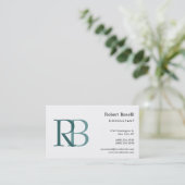 White Blue Modern Monogram Business Card Visitenkarte (Stehend Vorderseite)
