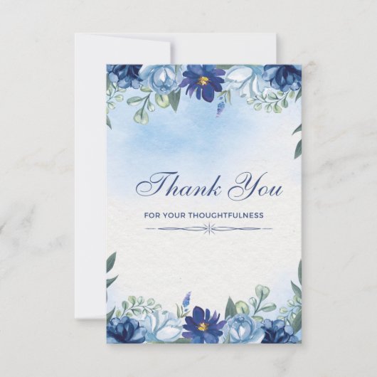 White Blue Moderne Dankeschön Karte (Vorderseite)