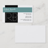 White Blue Monogram Consultant Business Card Visitenkarte (Vorne/Hinten)