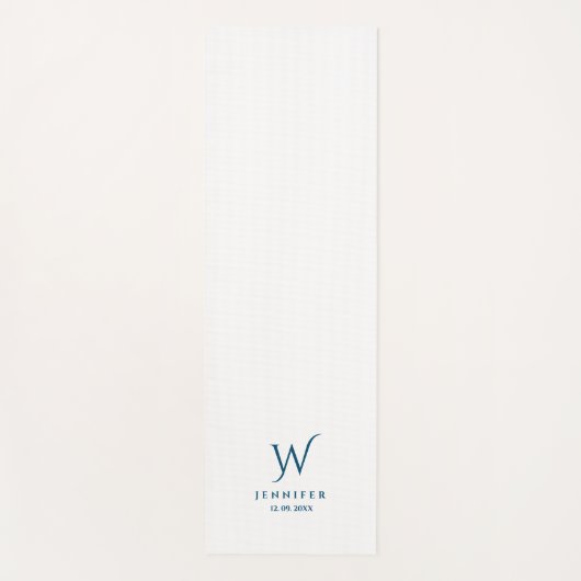 White Blue Monogram und Name Yoga Mat Yogamatte (Vorderseite)