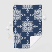 White Blue Mosaic Aztec Muster Indian Eth Golfhandtuch (Insitu)