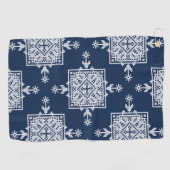 White Blue Mosaic Aztec Muster Indian Eth Golfhandtuch (Horizontal)