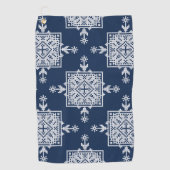 White Blue Mosaic Aztec Muster Indian Eth Golfhandtuch (Vorderseite)