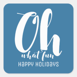 White Blue Oh What Fun Holiday Stickers