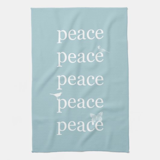 White Blue Peace inspiriert Zitatvögel Geschirrtuch (Vertikal)