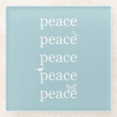 White Blue Peace inspiriert Zitatvögel Glasuntersetzer (Vorderseite)