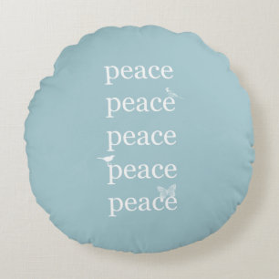 White Blue Peace inspiriert Zitatvögel Rundes Kissen