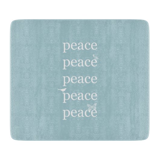 White Blue Peace inspiriert Zitatvögel Schneidebrett (Vorderseite)